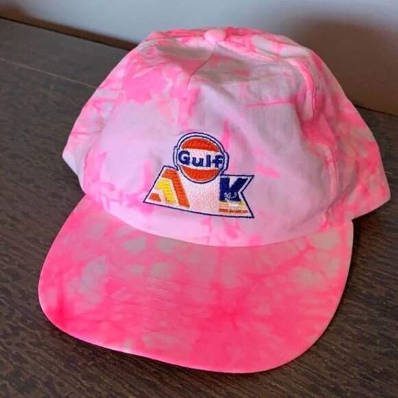 Vintage Pink White Tie Dye Snapback Gulf Hat - Picture 2 of 5